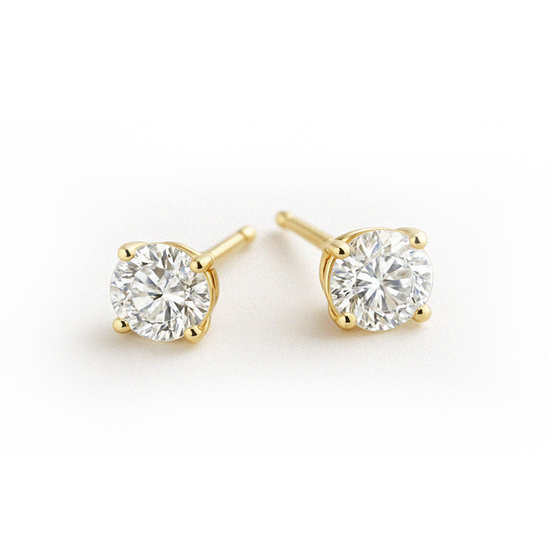 9ct Gold Diamond Stud Earrings - 1ct (TCW)