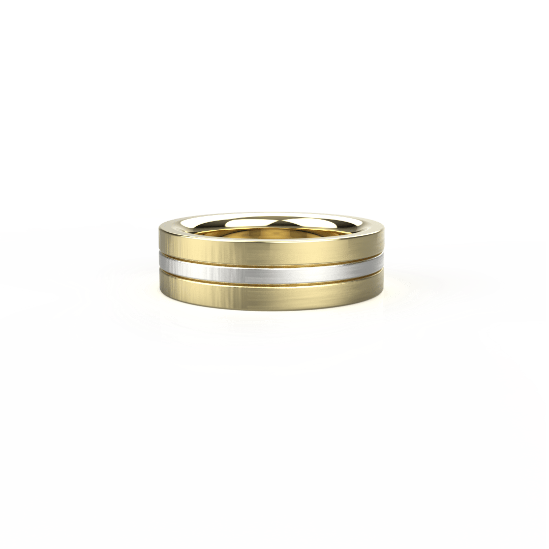 Two-Tone Square Edge Men's Band, 6mm