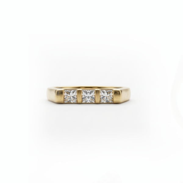 Linear bar diamond signet ring gold silver EverJade Jewellery