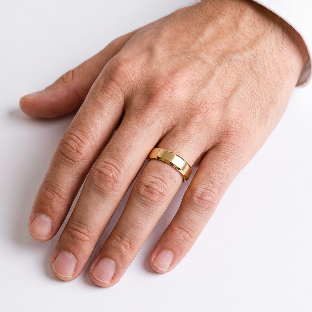 EverJade Jewellery Bevel Edge Mens Wedding Band Gold Silver Brushed Polished Cape Town South Africa