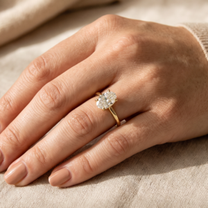 Alora Oval Solitaire Engagement Ring Bridal Bespoke Jewellery EverJade Cape Town Diamond Gold Silver Moissanite