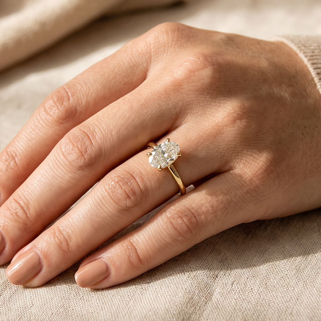 Alora Oval Solitaire Engagement Ring Bridal Bespoke Jewellery EverJade Cape Town Diamond Gold Silver Moissanite