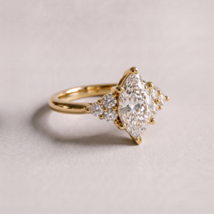 Marquise Cluster Trilogy Engagement ring silver moissanite gold diamonds Cape Town South Africa