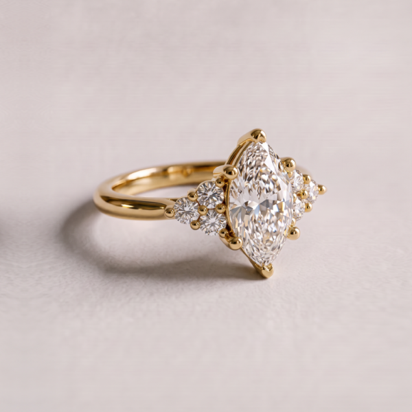 Marquise Cluster Trilogy Engagement ring silver moissanite gold diamonds Cape Town South Africa