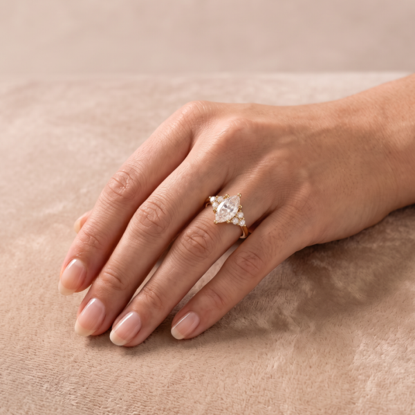 Marquise Cluster Trilogy Engagement ring silver moissanite gold diamonds Cape Town South Africa