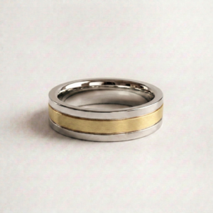 EverJade Jewellery Two Tone Mens Wedding Band Square edge Gold Silver