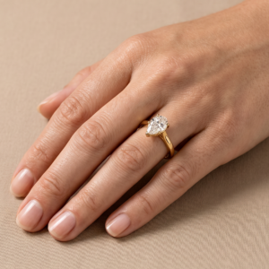 Celine Pear Solitaire EverJade Jewellery Engagement Ring Cape Town South Africa Diamond Moissanite Gold Silver