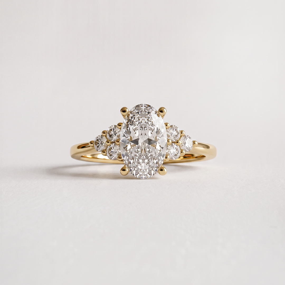 Esme Oval Cluster Trilogy halo Gold Silver EverJade Jewellery South Africa Cape Town