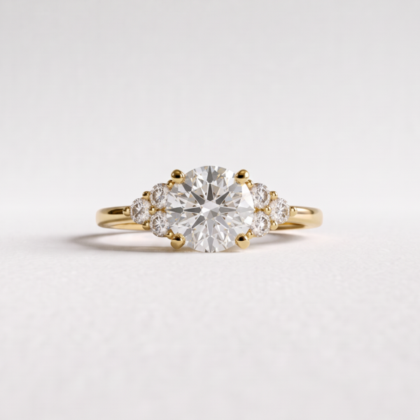 Round Cluster trilogy halo EverJade Jewellery Engagement Ring Gold Silver diamonds moissanite Cape Town South Africa
