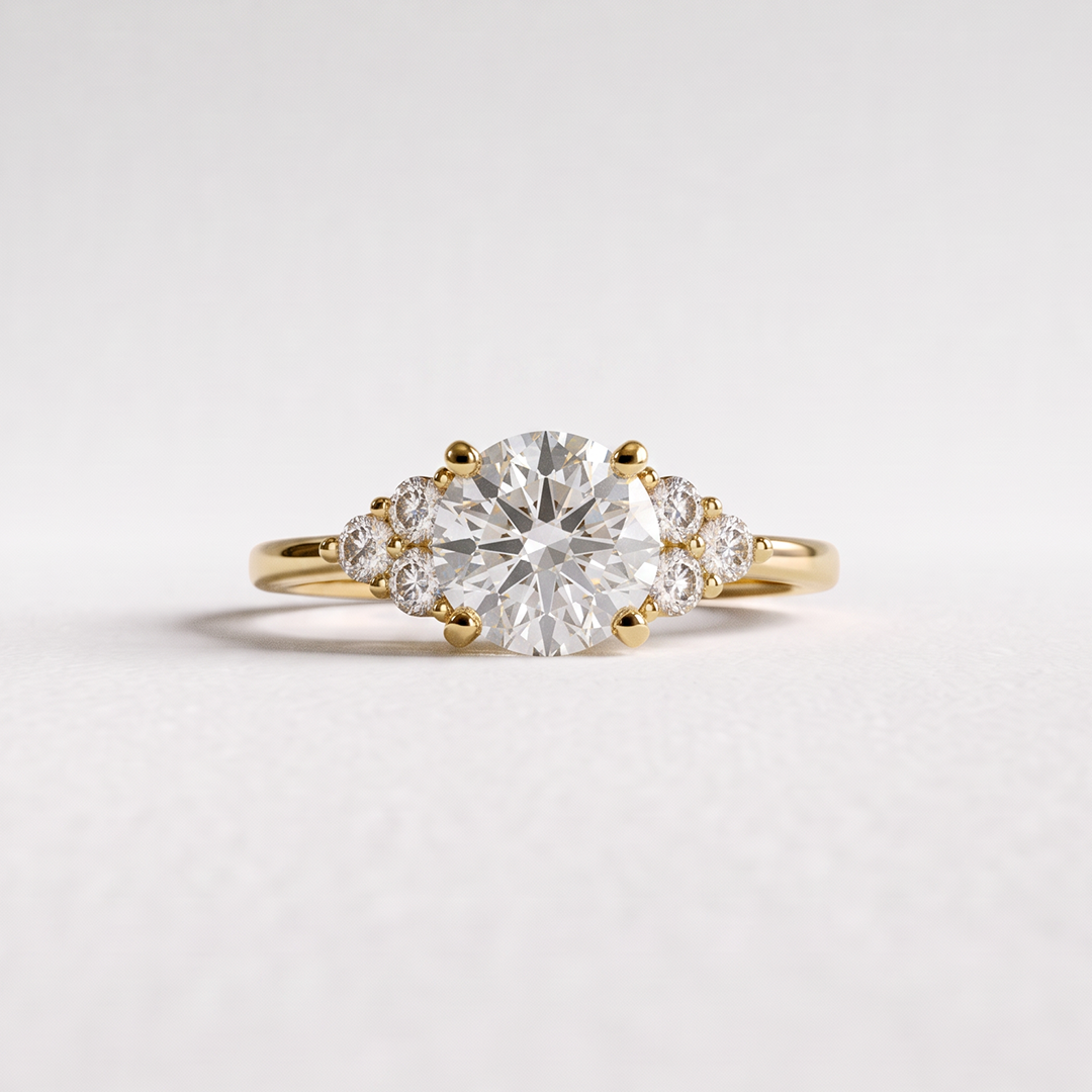 Round Cluster trilogy halo EverJade Jewellery Engagement Ring Gold Silver diamonds moissanite Cape Town South Africa