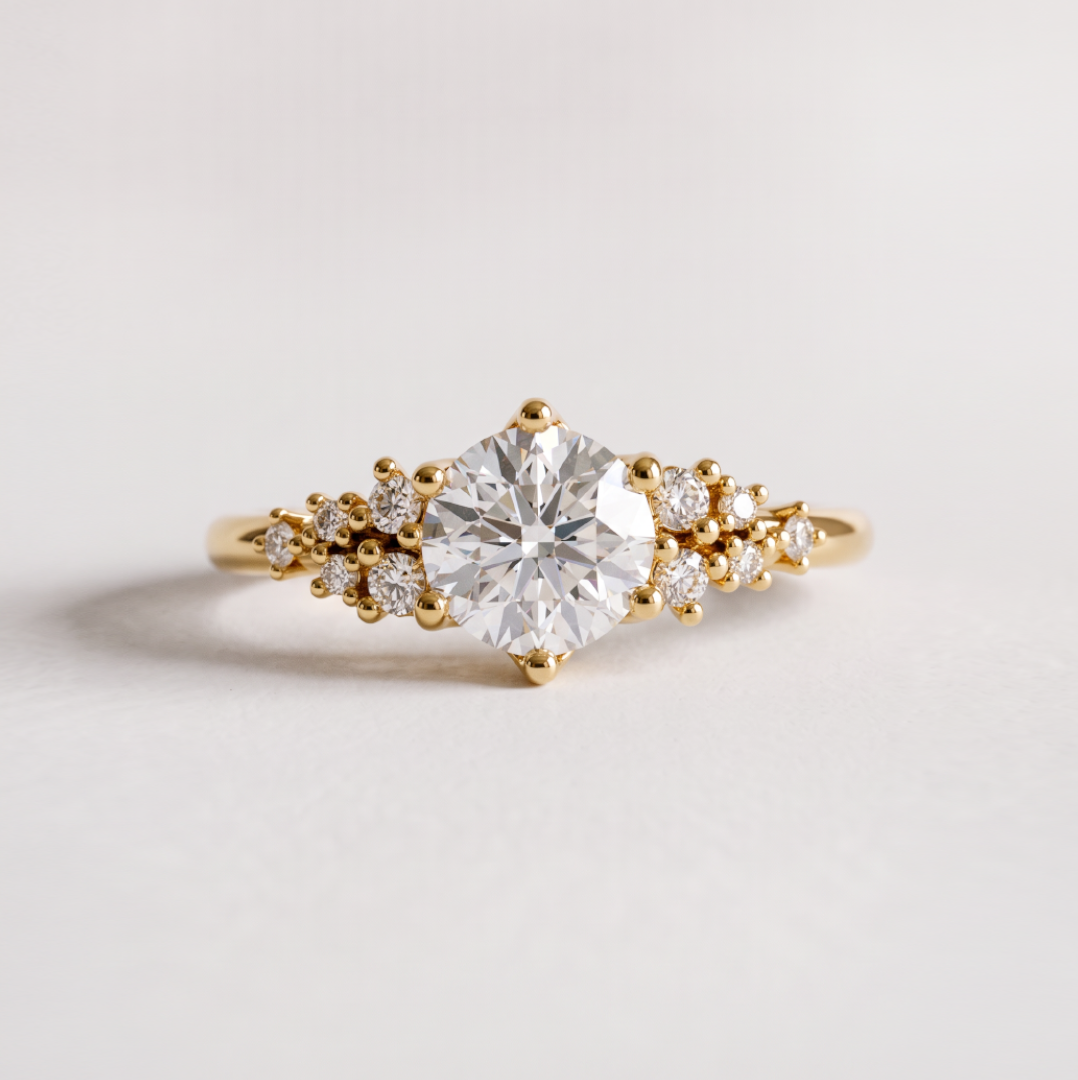 Mackenzie Scattered side stone engagement ring EverJade Jewellery Gold Silver Diamonds Moissanite Cape Town South Africa