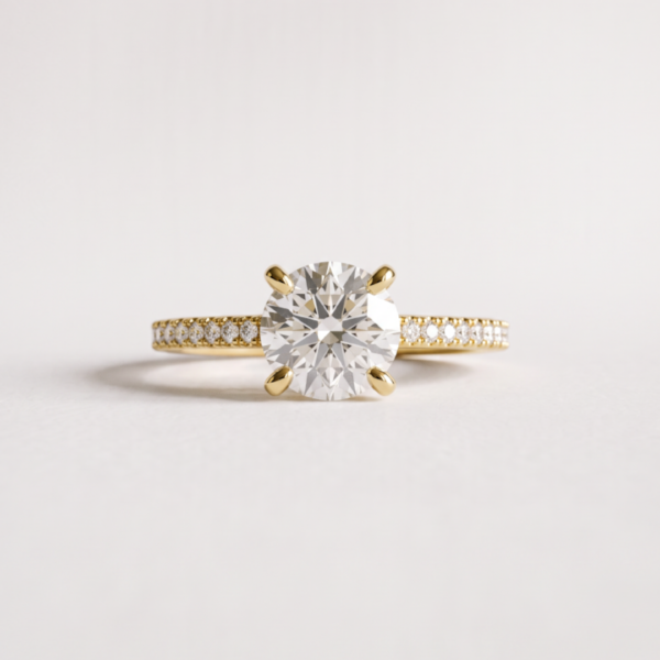 Round side stone Sienna Engagement Ring Moissanite Diamond Gold Silver EverJade Jewellery Cape Town South Africa