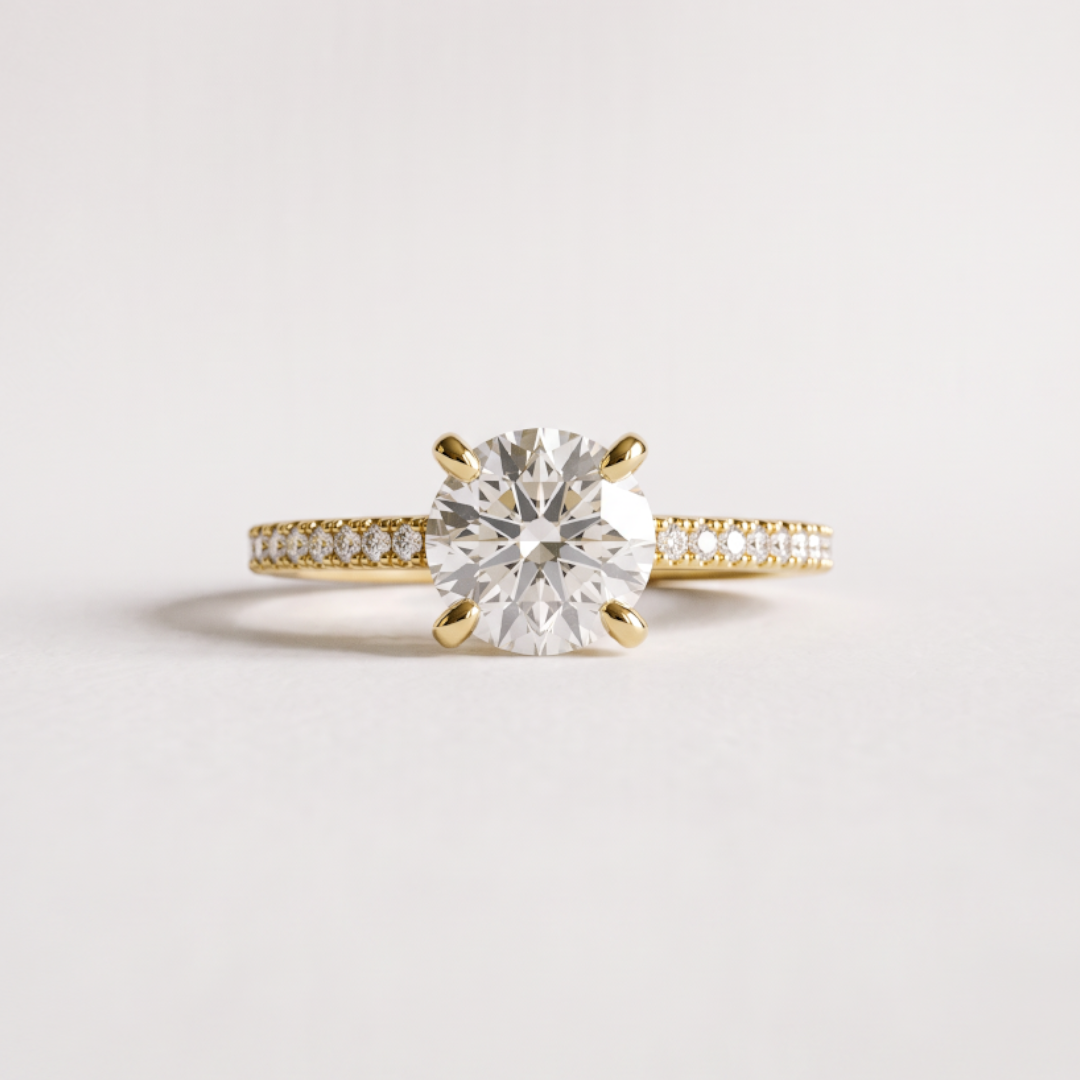 Round side stone Sienna Engagement Ring Moissanite Diamond Gold Silver EverJade Jewellery Cape Town South Africa